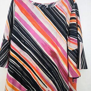 Zozo colorful striped tunic top‎ with 3/4 flared sleeves Size XL
